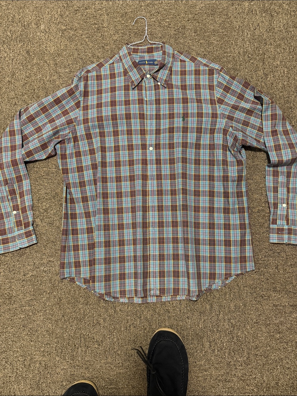 Polo by Ralph Lauren Brown and Blue Plaid Button-Down Shirt